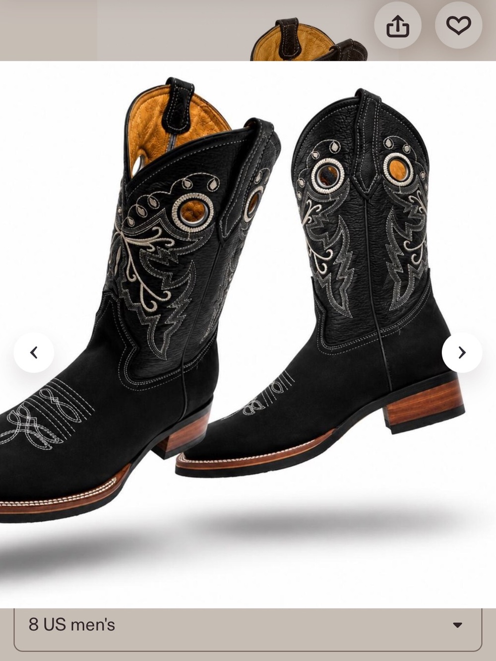 Black unisex Western Boots with Embroidered Shaft